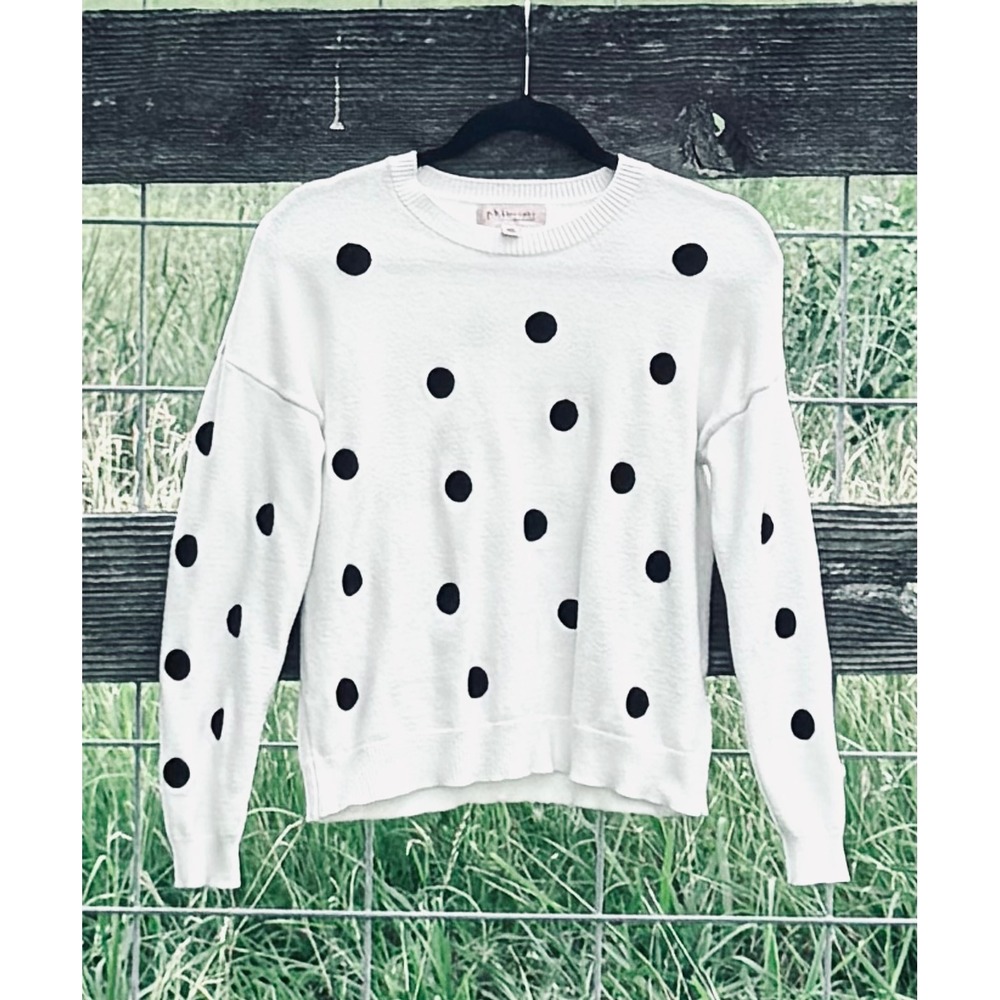 Philosophy‎ Republic Clothing Polka Dot Sweater White Black Crew Neck Medium